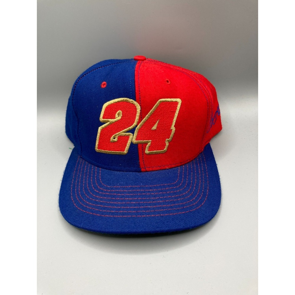 Vintage Jeff Gordon 24 Nutmeg Snapback Hat NASCAR Racing Red Blue Made in USA